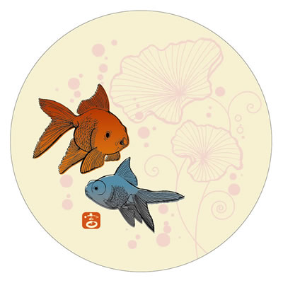 デザイン紙コースター 水の中の金魚 桜 No.928 ＜100枚入＞　9284
