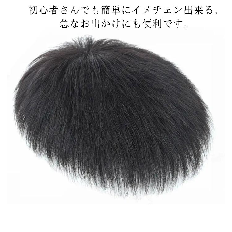 【送料無料】前髪ウィッグ ショート つむじ ヘアピース メンズ用 付け毛 人毛% 部分ウィッグ トップピース トップカバー 白髪隠し