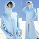 【送料無料】体型カバー 日焼け防止服 ラッシュパーカー アイスシルク 全顔覆う ?取り外し可能 サンバイザー 革新版 ロング丈 レディース