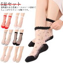 【送料無料】通気 おしゃれ 女性用 くつした かわいい シースルーソックス レースソックス 花柄 シースルー 夏 レディース 靴下 5足セット(4)