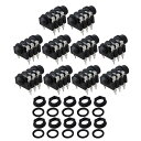 【送料無料】ブラック 6.35mm プラスチック製 交換 ステレオジャックソケット MP3/MP4/オーディオビデオ機器用