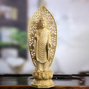 【送料無料】 木彫り 仏像 お盆 西方三聖釈迦如来像 文芸品 置物 贈り物 手作り