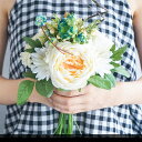 【送料無料】ウエディングブーケ ブートニア 結婚式 クラッチ型ブーケ 造花 ウェディング用 アレンジメント 花嫁 披露宴 森ガール バラ ボタン