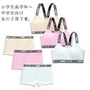 【送料無料】キッズ 無地 12才〜14才 肌着 パンツ 女の子 スポーツブラ 英字ロゴ 2点セット ショーツ キッズ下着 パッド付き