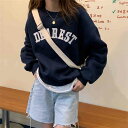 【送料無料】カジュアル ゆったり 着回し 冬 秋 春 カットソー Tシャツ プルオーバー 薄手 長袖 スウェット ロゴ レデイーズ トレーナー(4)