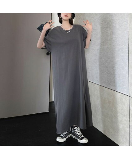 【送料無料】韓国ファッション 夏服 夏 大人カジュアル カットソー ワンピース 後ろのツイストデザインが目を惹くロングワンピ 【送料無料】韓国ファッション 夏服 夏 大人カジュアル カットソー ワンピース 後ろのツイストデザインが目を惹くロングワンピ