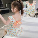 【送料無料】小学生レース バックシャン 海 プール 水遊び みずぎ ガールズ 肩フリル リボン スカート 子供水着 ワンピース 女の子 水着(4)