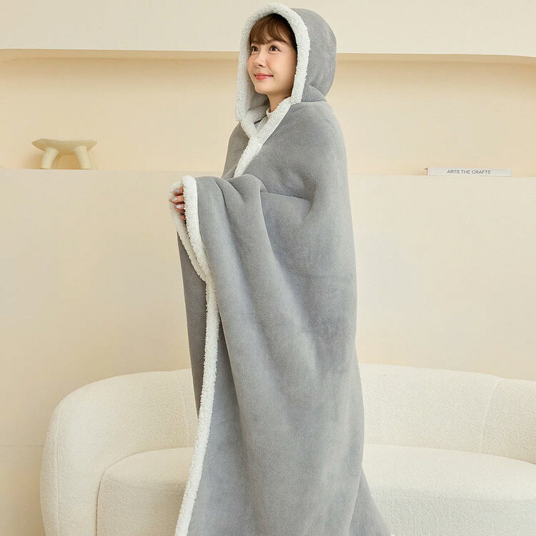 着る毛布 キッズ ルームウェア フード付き 着るブランケット ブランケット 暖かい 肩掛け もこもこ 毛布 昼寝掛け 防寒 保温 厚手 おしゃれ かわいい 膝掛け 着る毛布 フード付き 着る毛布 大人 シニア 車内 オフィス 学生 秋冬 nu-be-10001089 nu_BE サンプル画像3