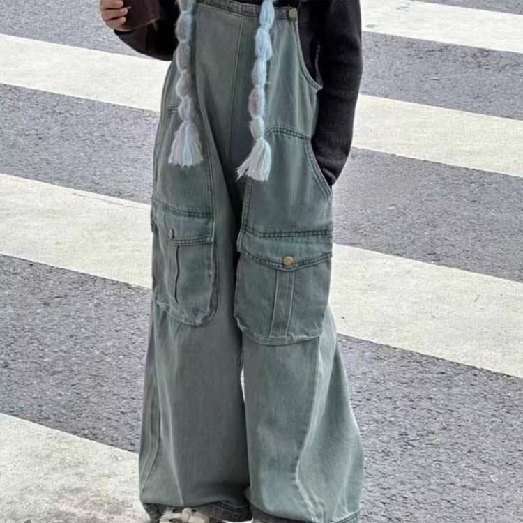 オーバーオール カーゴ 韓国 パンツ デニムパンツ キッズ 女の子 春 デニム オール...