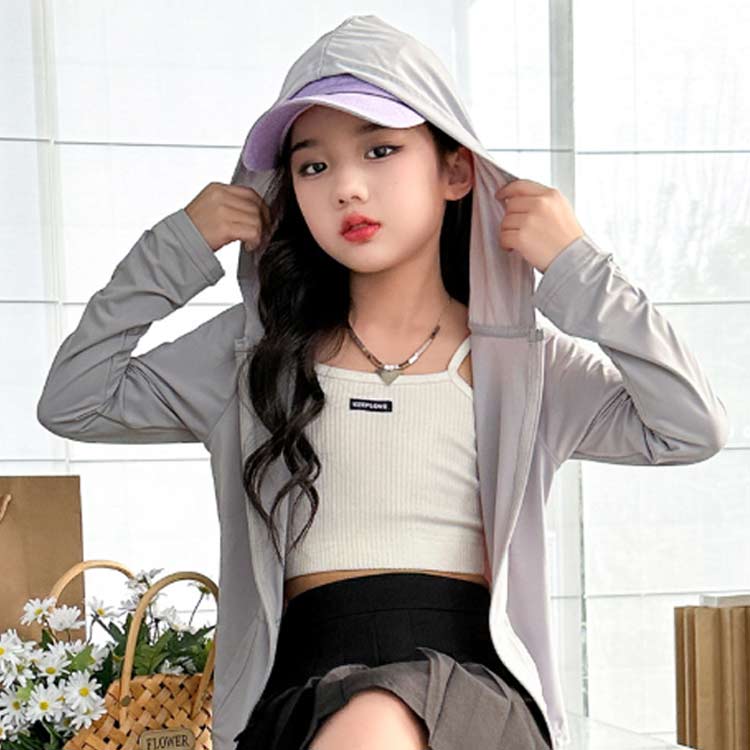 UV対策 長袖 UVカット 子供服 紫外線 ジップパーカー シンプル UPF50+ 子供服 UVカ...