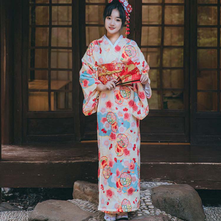 nu_BEの浴衣 セット 3点セット ゆかた yukata 浴衣セット セット 作り帯 帯付き レディース 女性 レディースゆかた 20代 30代 40代 洗える 和装 街着 お出かけ お稽古 文化祭 夏 花火 花柄｜アングル2