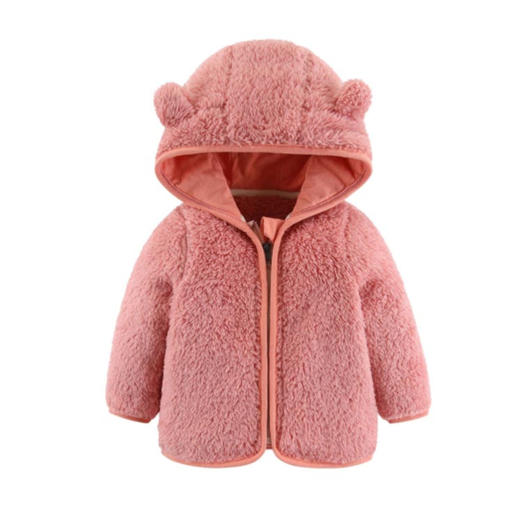 nu_BEのくま耳ボアパーカー ボアジャケット キッズアウター トップス 防寒 こども 女の子 熊耳 こども 無地 シンプル アウター 韓国 秋物 ファスナー 男の子 防寒 女児 フード付き 冬物 秋冬物子供服 子ども服 キッズ 子供 子ども アウター｜アングル2