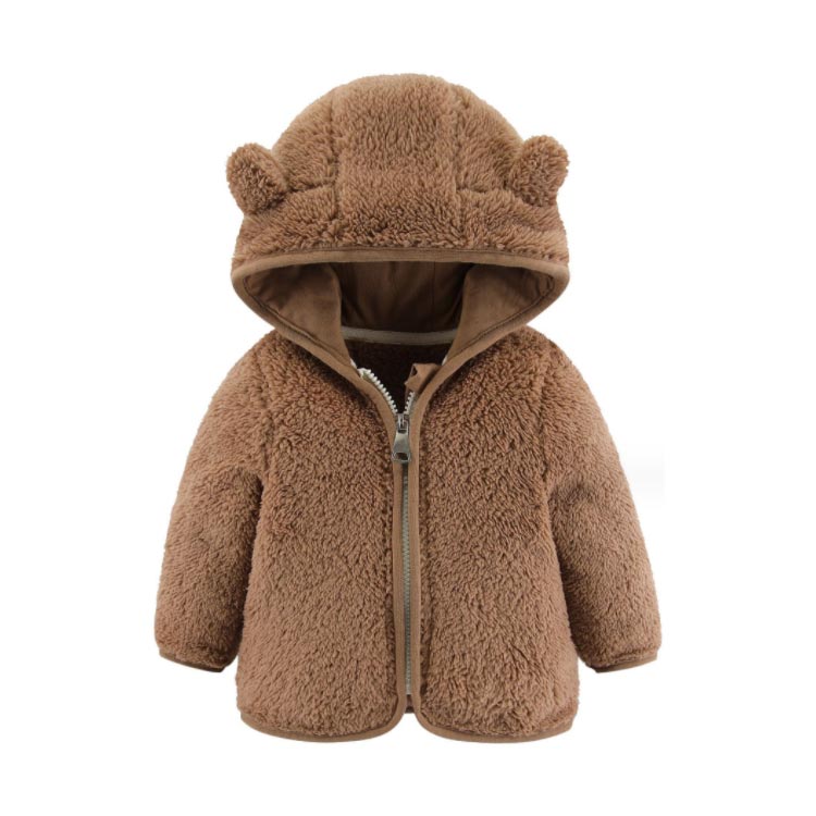 nu_BEのくま耳ボアパーカー ボアジャケット キッズアウター トップス 防寒 こども 女の子 熊耳 こども 無地 シンプル アウター 韓国 秋物 ファスナー 男の子 防寒 女児 フード付き 冬物 秋冬物子供服 子ども服 キッズ 子供 子ども アウター｜アングル3