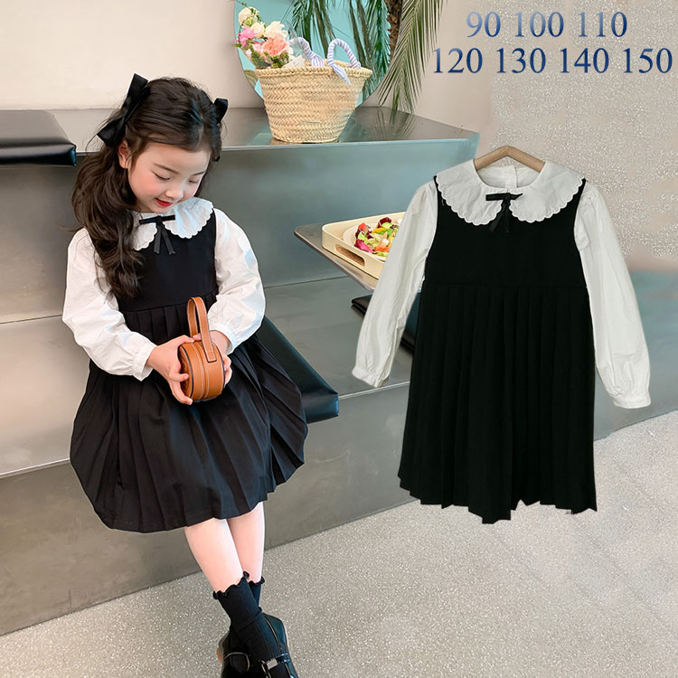 子供 フォーマル 女の子 2点セット シャツ/ワンピース 入園式 ワンピース 卒園式 ワンピース 無地 ワンピース 黒 女の子 スーツ スーツ ガールズ キッズ 七五三 スーツ 発表会 子ども 可愛い フリル ワンピース 入学式 90cm 100cm 110cm 120cm 130cm 140cm 150cm