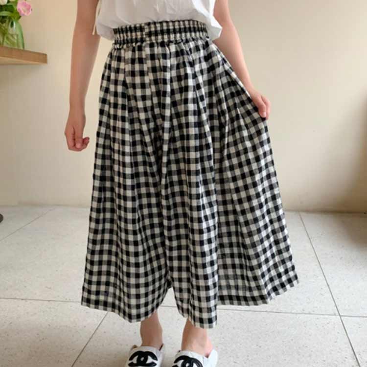 ガウチョパンツ ワイドパンツ ガウチョパンツ チェック柄 薄手 キッズ スカーチョ ロングパンツ 女の子 ボトムス ジュニア 子供服 ウエストゴム スカーチョ ロングキュロット 長ズボン ひらひら 無地 ガーリー おしゃれ キュート 着回し お出かけ 通学 100-150cm - 3