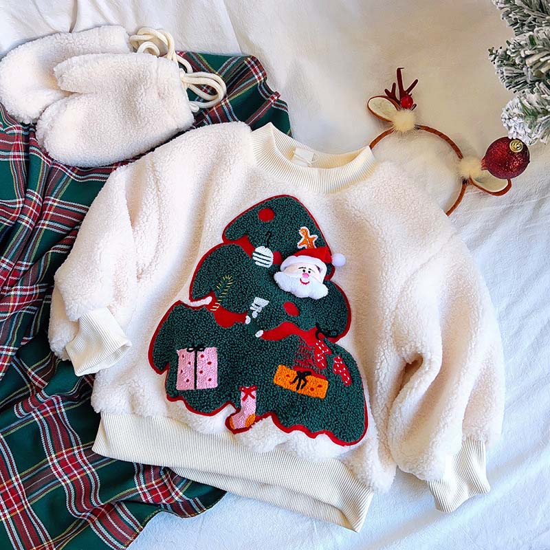 キッズ トレーナー 長袖 スウェット 子供服 ベージュ クリスマス 子供用ウィンター...