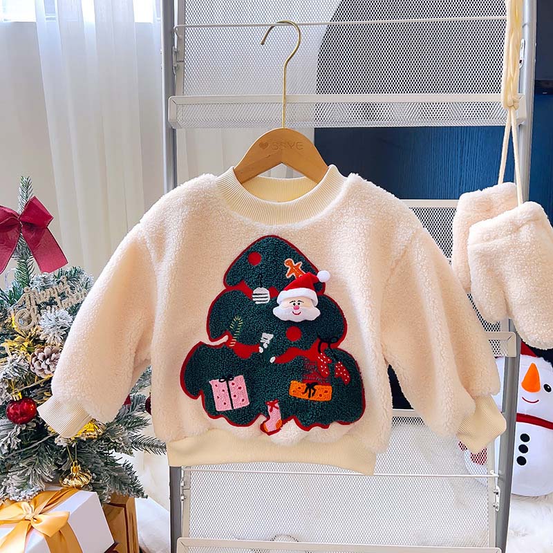 キッズ トレーナー 長袖 スウェット 子供服 ベージュ クリスマス 子供用ウィンター...