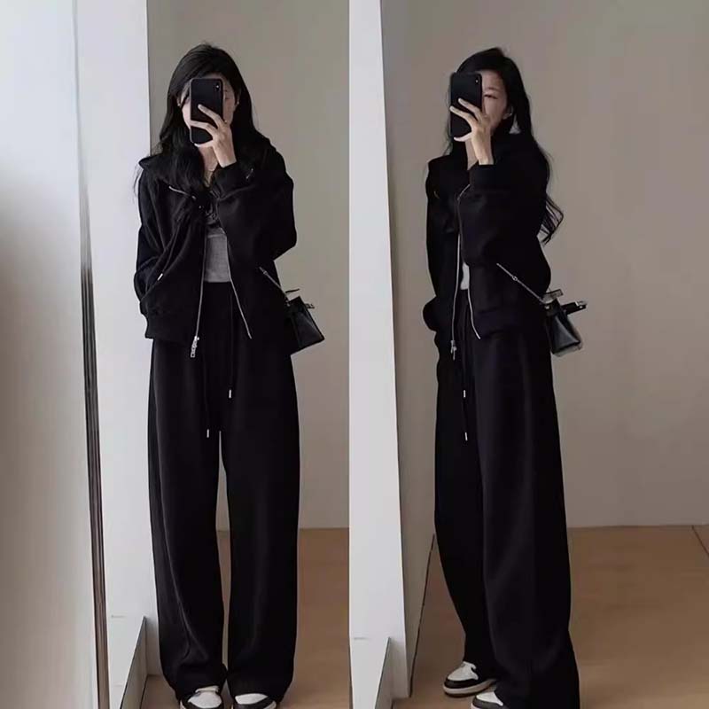 レディースジャージ フーディーセット トラックスーツ フード付きジャケット + ワイドパンツ ゆったりフィット 柔らかな素材 おしゃれ & 快適 複数カラー 女の子 お出かけ・リラックス・通勤に最適 大人の雰囲気 日常使いしやすい 着心地抜群 人気スタイル