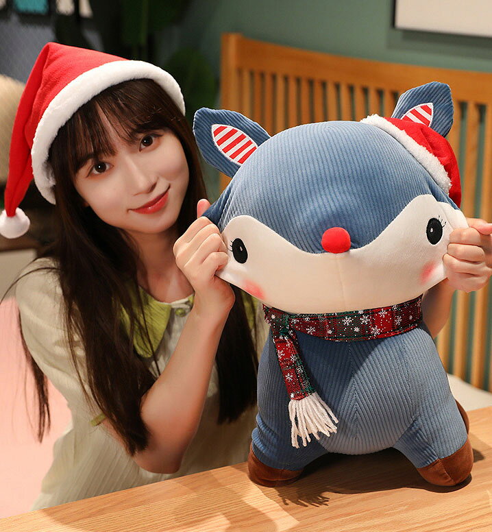 35cm送料無料 ぬいぐるみ 全6カラー クリスマス xmas 聖誕祭 christmas 大きい 抱き枕 クッション トナカイ マフラー付き 帽子付き インテリア 柔らか 動物 可愛い 彼女に ふわふわで癒される 心地いい プレゼント ギフト — vista 3