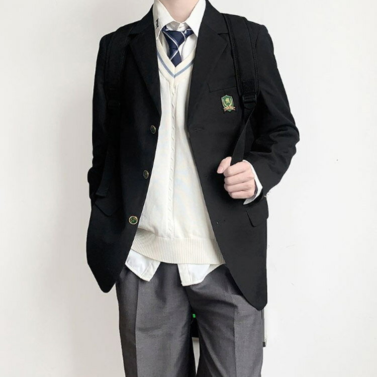 nu_BEの4点セット 送料無料 ロングパンツ 卒業式 スクールジャケット 男子高校制服 スクールシャツ ネクタイ スーツ 学生服 学生服 ブレザー 無地 高校生 コート フォーマル 大きいサイズ スクール 文化祭 入学式 学生服 男子中学生｜アングル2