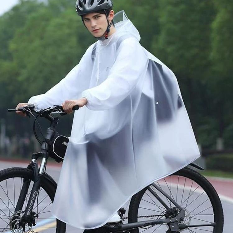 nu_BEのレインコート 自転車 ポンチョ 雨具 カッパ バイク オートバイ レインポンチョ レインコート リュック対応 ランドセル対応 膝が濡れない レディース メンズ レインウェア 防風 防水 梅雨対策 通勤 通学 雨具 雨合羽 クリア ホワイト ブルー｜アングル2
