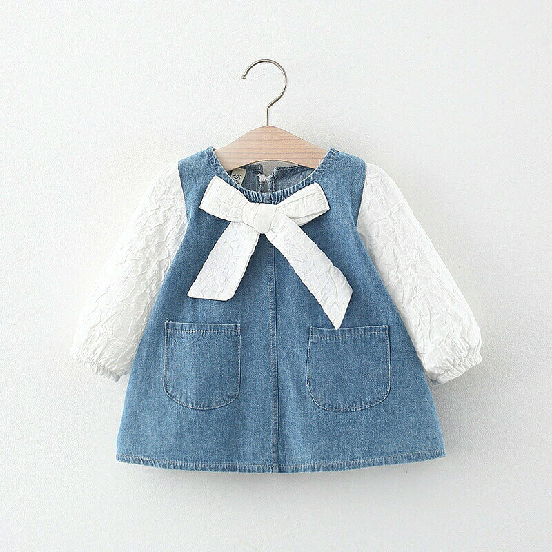 ベビー デニムワンピース 長袖 デニム ワンピース ベビー服 キッズ 子供服 ワンピ...