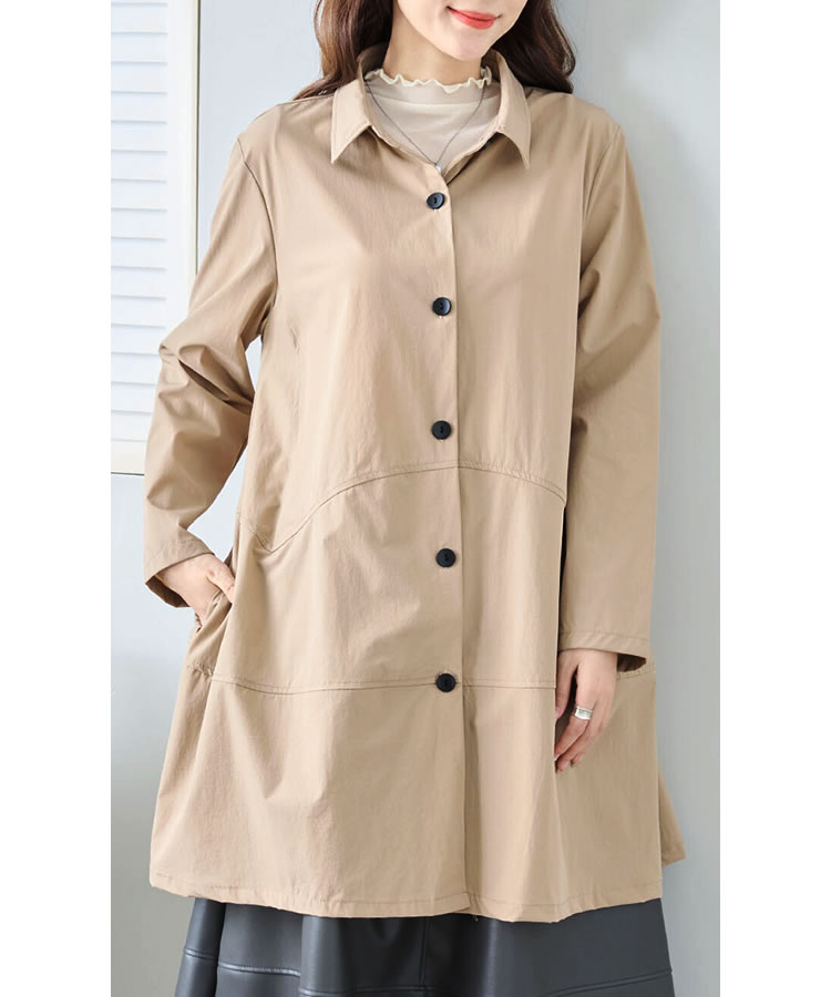 フレアチュニックロングシャツ レディース ロング シャツ ブラウス 長袖 トップス ...
