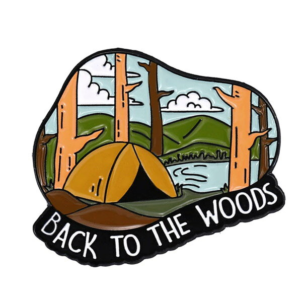 楽天ヌイヌイショップピンズ ピン バッジ ブローチ バッヂ （ BACK TO THE WOODS　山に戻る キャンプ テント アウトドア ） 送料無料