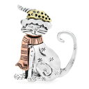 ピンズ ピン バッジ ブローチ バッヂ (銀 シルバー ) マフラー 金 銅 マフラー 帽子 ネコ 猫 送料無料
