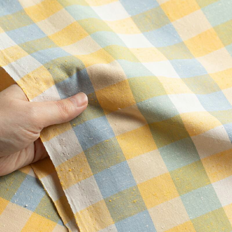 10cm単位水通し不要 【広巾】遠州綿紬 檸檬-れもん- 120cm巾