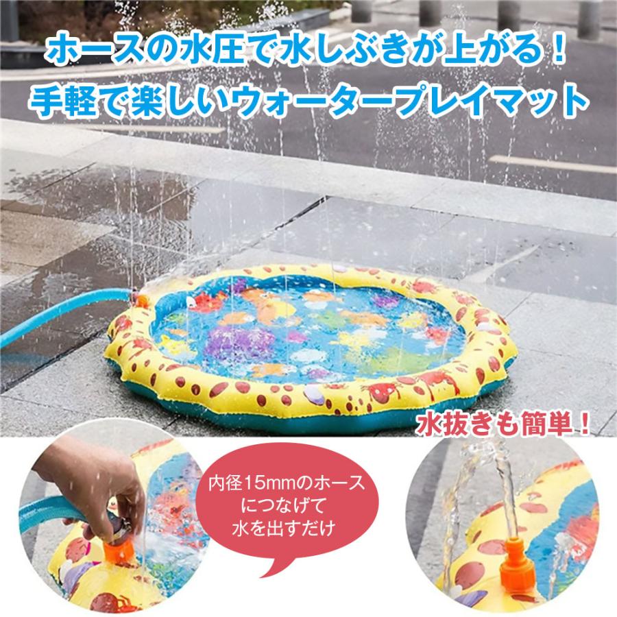 噴水マット プール用品 ウォータープレイマット 屋外用 ビニールプール 家庭用 直径100cm 夏用品 水しぶき 安全 2