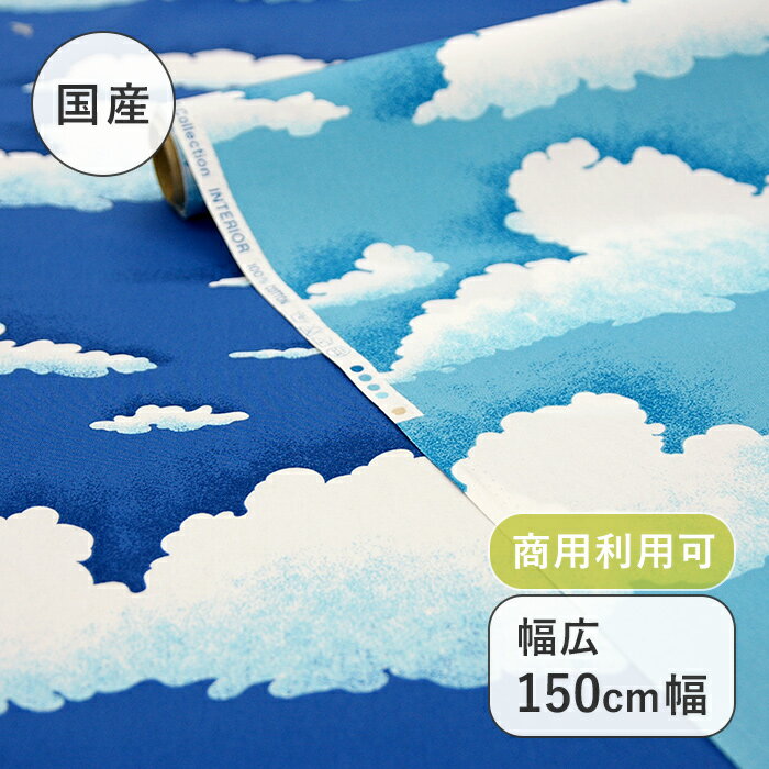 【幅広150cm幅 ワイド幅】 スカイ柄 オックス プリント コットン 綿 100％ W幅 北欧 日本製 布 生地 布地 カット販売 切売 インテリア クッション テーブルクロス カーテン ファブリック ソファー カバー 商用利用可能 手芸 手作り number5collection N5C アルテモンド