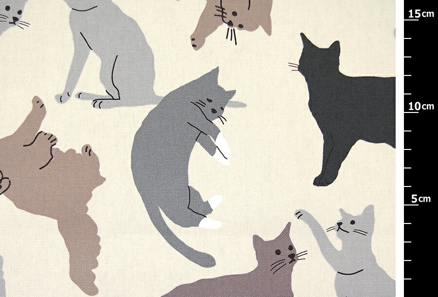 【幅広150cm幅 ワイド幅】 ねこ柄 オックス プリント コットン 綿100％ W幅 北欧 日本製 布 生地 布地 カット販売 切売 インテリア クッション テーブルクロス カーテン ファブリック ソファー カバー 商用利用可能 手芸 手作り number5collection N5C アルテモンド number5collection-10005880 インテリア&ファブリックN5C サンプル画像3