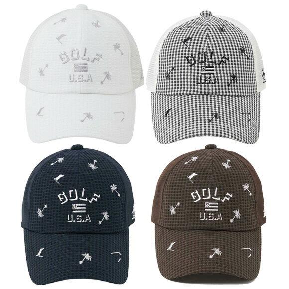 　Munsingwear　 About MUNSINGWEAR マンシングウェアは、1886年にニットウェアメーカーとして誕生した伝統あるブランドです。 1955年に初めてニットのゴルフシャツを発表して以来今日もなおゴルフシーンにおいてその歩みを続けています。 - ---リゾートモチーフが夏の日差しを涼しくガードするクーリングキャップ--- 【特徴】 ・リゾートモチーフの飛び柄刺しゅうが施されているキャップです。 ・通常より1cm長いひさしで、夏の強い日差しをしっかりと遮ります。 【素材】 ・シアサッカー調のドットエア素材を採用しています。 ・通気性に優れており、快適な着用感です。 【機能】 ・部分的にクーリング効果と通気性があります。 ・フロント部分には、水に濡らすことで気化熱を利用したクーリング効果が得られるベルオアシス素材を使用しています。 ・後部がメッシュ素材のため、通気性が高いです。 ・テープとプラバックルにより、サイズ調整が可能です。 ■サイズ： 56-60cm ■素材： 頭部前・庇：ポリエステル65％　複合繊維(ポリエステル)35％　頭部後：ポリエステル100％ ■機能： 部分クーリング（ベルオアシス） / 部分通気（後部：メッシュ）