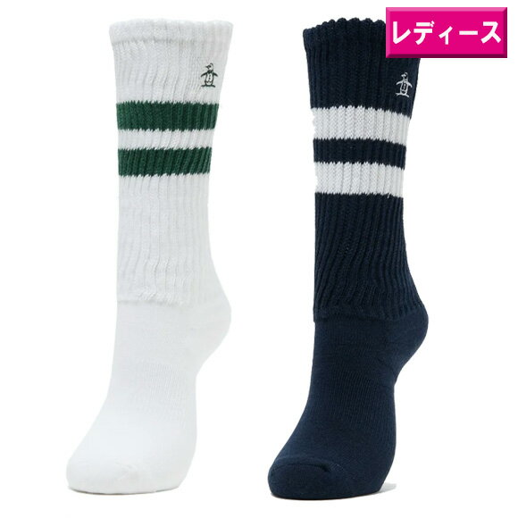 　Munsingwear　 About MUNSINGWEAR マンシングウェアは、1886年にニットウェアメーカーとして誕生した伝統あるブランドです。 1955年に初めてニットのゴルフシャツを発表して以来今日もなおゴルフシーンにおいてその歩みを続けています。 ---リラックス感と機能性を兼ね備えた、足元から快適をサポートするルーズソックス--- 【特徴】 ・ソフトな肌感触で、一日中快適な履き心地を提供いたします。 ・足首から上側はゆったりと編まれたライン入りのルーズソックスデザインで、トレンド感のあるスタイルを演出いたします。 ・マンシングウェアの象徴であるリトルピートのワンポイント刺しゅうが施されており、さりげないアクセントになります。 ・ゆったりとした編み方でありながら、足底サポート機能により、ゴルフなどのアクティブなシーンでも足元をしっかりと支えます。 【素材】 ・肌触りの良いコットンブレンド素材を使用しており、優しい感触です。 ・吸収した汗が原因で発生する不快な臭いを抑える、抗菌防臭加工が施されている糸を使用しています。 【機能】 ・優れた抗菌防臭機能により、汗による臭いの発生を抑制し、いつでも清潔にお使いいただけます。 ・つま先とかかと部分にはパイル編みが採用されており、衝撃を吸収し、快適性を高めます。 ・足底にサポート機能が組み込まれており、フィット感を向上させ、足の疲れを軽減いたします。 ■サイズ： 22-24cm ■素材： 綿・アクリル・ポリエステル・ナイロン・ポリウレタン ■機能： 抗菌防臭 / つま先・かかとパイル / 足底サポート