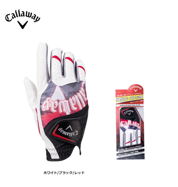 Callaway　2021キャロウェイ グラフィック グローブ （右手用） 21 JMホワイト/ブラック/レッド[Graphic　Glove ゴルフ 手袋]