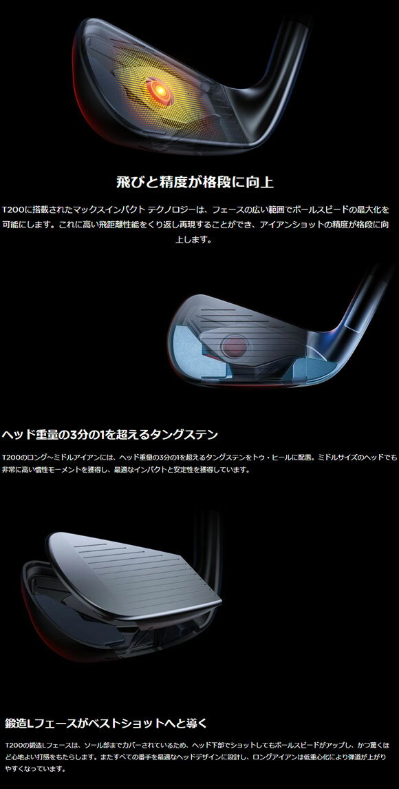 タイトリスト　2019T200 アイアン 5本セット（#6-#9、P） 日本仕様 N.S.PRO MODUS3　TOUR 105(S) スチールシャフト［Titleist IRON　日本製　ゴルフ]