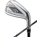 　Callaway　PARADYM Ai SMOKE MAX FAST　アイアン 25万のスイングデータをインプットし、5万回もテスト 「PARADYM Ai SMOKEシリーズ」のアイアンも、最新のAiスマートフェースを搭載しての登場です。今回、スーパーコンピューターには、ロボットテストでの数値に代わり、新たに25万人分のスイングデータをインプット。飛距離アップ、スピンの最適化、弾道のバラつきの抑制といった条件のもと、AIはこのリアルなデータを生かしながら5万回もの設計とテストを実施し、常識を覆す飛びとやさしさを実現したAiスマートフェースを完成させました。 マイクロディフレクションが弾道を最適なものに補正 Aiスマートフェースは、フェースのあらゆる部分で最適なマイクロディフレクション（無数のたわみ）を起こすことにより、どのような打ち方、ヘッドの入り方であってもベストなボールスピード、スピン、方向、打ち出し角となるよう補正。その結果、ボールはいままで以上に遠くへと飛んでいき、止まる場所もとても狭い範囲となるようになっています。 大型のキャビティバックながら軽量なヘッドを実現 「PARADYM Ai SMOKEシリーズ」のアイアンには、3モデルがラインアップされています。「PARADYM Ai SMOKE MAX FASTアイアン」は、キャビティバックを採用した大型ヘッドながら、ベテランゴルファーが見ても構えやすさを感じるオーソドックスな形状となっています。PARADYM Ai SMOKE HLアイアンと比較すると、少し大きめのサイズです。ただし、重量は軽めにつくられており、振り抜きやすさも持ち合わせています。 3種類のシャフトのうち、2機種を軽量タイプに 「PARADYM Ai SMOKE MAX FASTアイアン」の番手は、I#5～9、PW、AW、GW、SWというラインアップです。Aiスマートフェースは、しっかりと飛ばしていきたい反面、よりミスヒットも起こしやすいI#5～7に搭載されており、以降の番手ではフェースプレートを採用。優れたフィーリングをもたらす、キャロウェイ独自のウレタン・マイクロスフィアや、最適な重量配分のためのタングステンウェイトもI#5～7に搭載しています。ロフト角は、I#7で26度と、比較的ストロングな設定。シャフトは、用意されたスチール2種類、カーボン1種類のうち、スチール1種類とカーボンがPARADYM Ai SMOKEアイアン、PARADYM Ai SMOKE HLアイアンよりも軽量なタイプとなっており、軽量ヘッドとともに高いスイングスピードを引き出します。