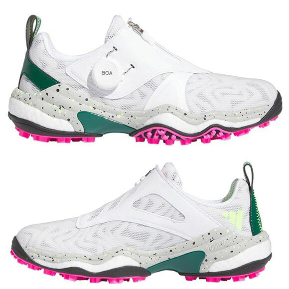 アディダス 2024ウィメンズ コードカオス 25 ボア ゴルフシューズ　IG8751ホワイト/シルバーMET/カレッジグリーン 【adidas GOLF 靴 レディース　】