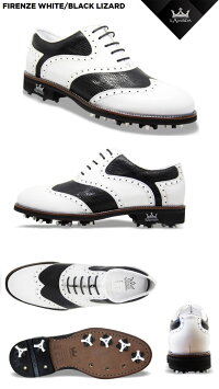 ラムダ2018FIRENZEゴルフシューズWHITE/BLACKLIZARD