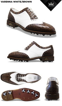 ラムダ2018VARENNAゴルフシューズWHITE/BROWN