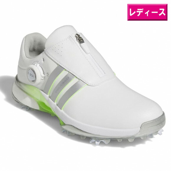 アディダス 2024ウィメンズ ツアー360 24 ボア ゴルフシューズ IF0264ホワイト/シルバーメタリック/グリーンスパーク 【adidas MDK83...