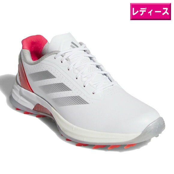 アディダス 2025ウィメンズ アディゼロ ゼッドジー 25 ゴルフシューズ IH9889ホワイト/シルバーメタリック/ルシッドレッド 【adidas adiz...