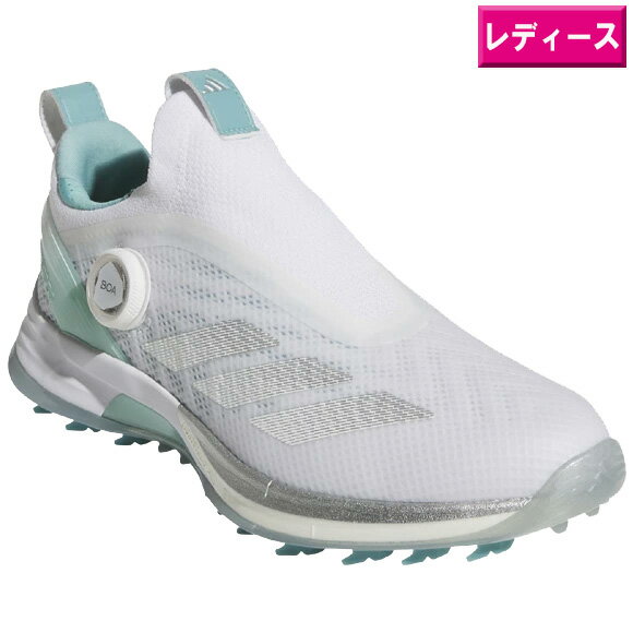 アディダス 2025ウィメンズ アディゼロ ゼッドジー 25 ボア ゴルフシューズ JQ7751ホワイト/シルバーメタリック/セミフラッシュアクア 【adida...