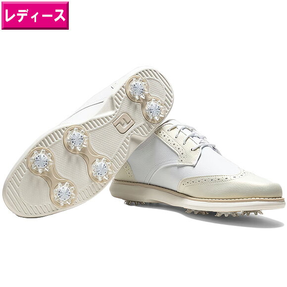 フットジョイ 2026 Traditions Wing Tip Women　ゴルフシューズ　#97940　White / Gold　 US仕様 [Foo...