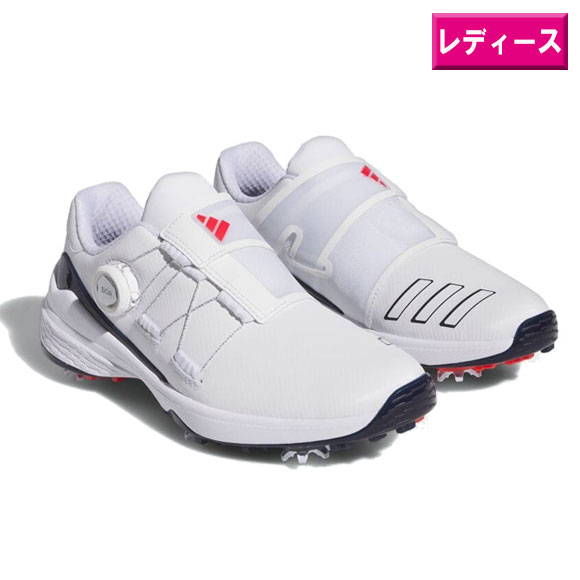 アディダス 2023ウィメンズ ゼッドジー23 ボア ゴルフシューズ IE2135ホワイト/カレッジネイビー/ブライトレッド 【adidas GOLF 靴 レデ...