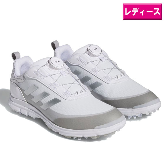 アディダス 2023ウィメンズ ソーラースター ボア ゴルフシューズ GW2143ホワイト/シルバーメタリック/グレーツー 【adidas GOLF 靴 レディ...