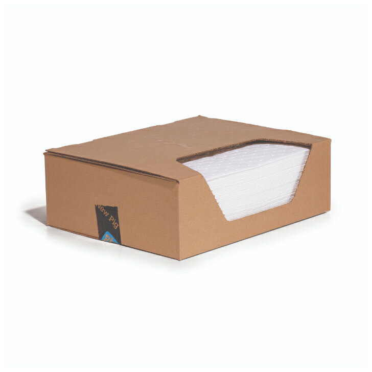 Rakuten - 油吸着材 MAT477 ピグ へビーウェイト オイル吸着マット 50枚入/箱 ディスペンサーボックス入り サイズ38cm×51cm 吸収量45.4L/箱 油吸着マット オイル吸着材 緊急漏洩対策品 オイルシート
