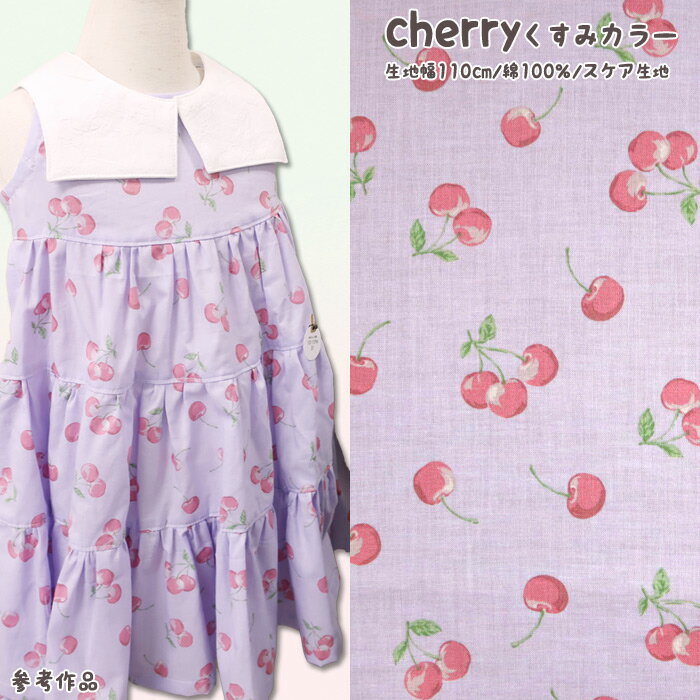 樂天商城 - cherry くすみカラー スケア生地 さくらんぼ スモーク くすみ チェリー 巾着 体操服入れ スクールバッグ 学校 入園 入学 布地 布地 50cm単位