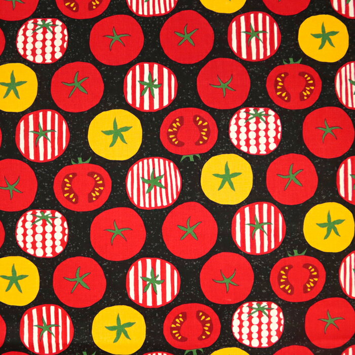 樂天商城 - yumyum Fabric un／no シーチング生地 tomato 台所 野菜 かわいい ランチョンマット エプロン 手芸 エコバッグ ハンドメイド 手作り 布地 布地 50cm単位